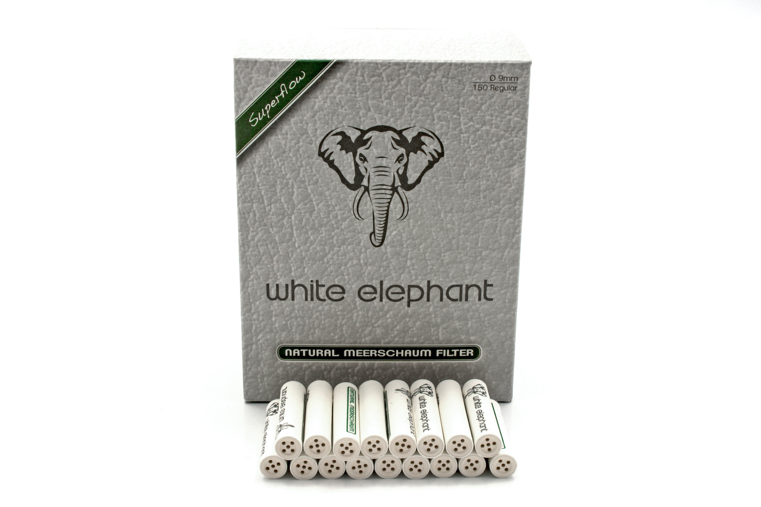 White Elephant 150 Natural Meerschaum Filter 9mm (10x)