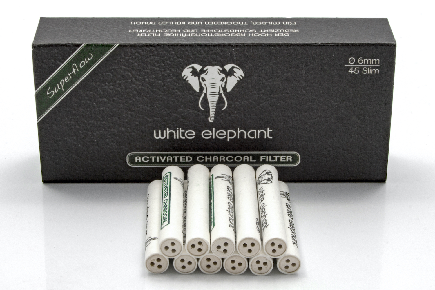 charcoal6mm-45-2 White Elephant 45 Activated Charcoal Filter 6mm (15x)