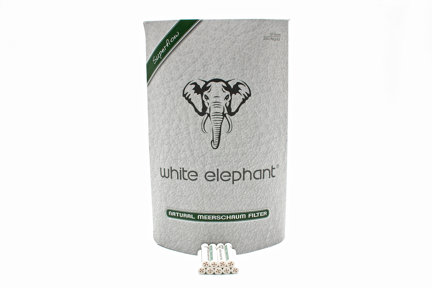 White Elephant 250 Natural Meerschaum Filter 9mm Jumbo (10x)