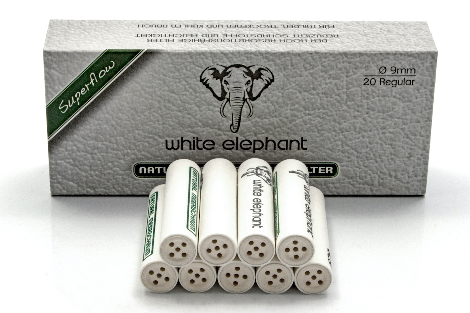 White Elephant 20 Natural Meerschaum Filter 9mm (20x)