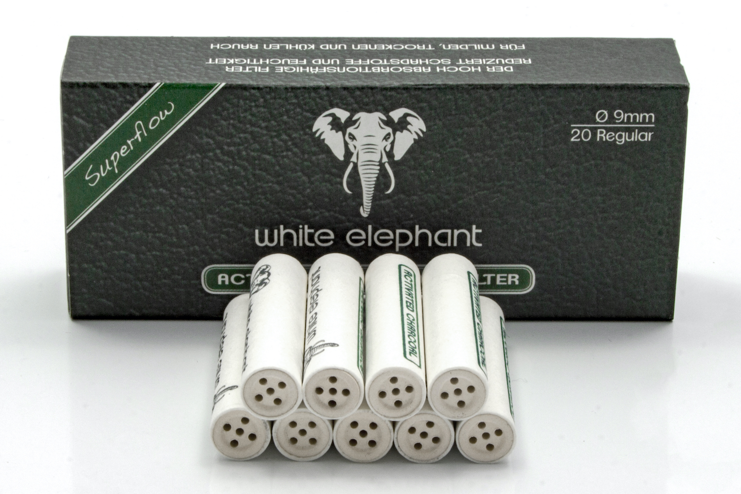 charcoal9mm-20-2 White Elephant 20 Activated Charcoal Filter 9mm (20x)